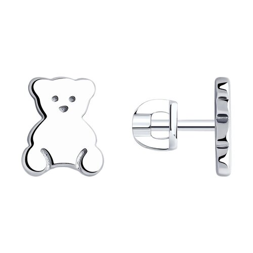 Серьги "Мишка" из серебра 925 пробы