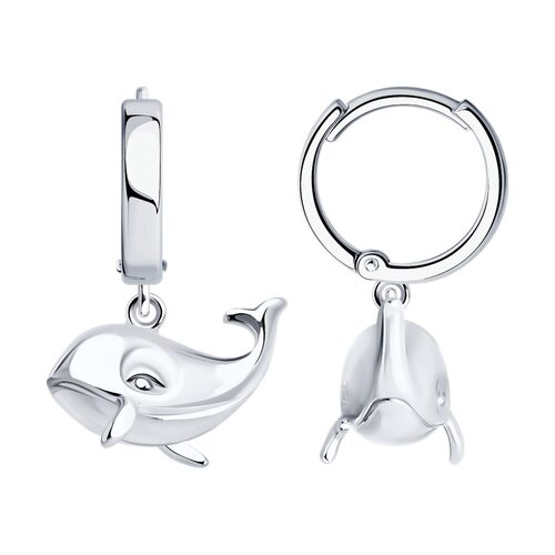 Серьги "Кит" из серебра 925 пробы