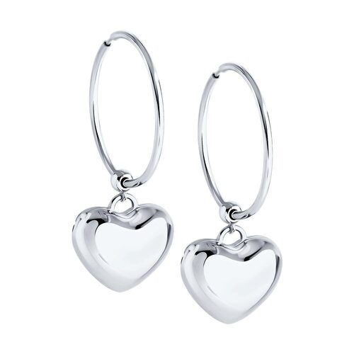 Серьги "Сердце" из серебра 925 пробы