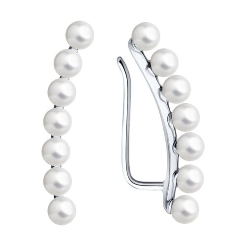 Серьги с жемчугом из серебра 925 пробы