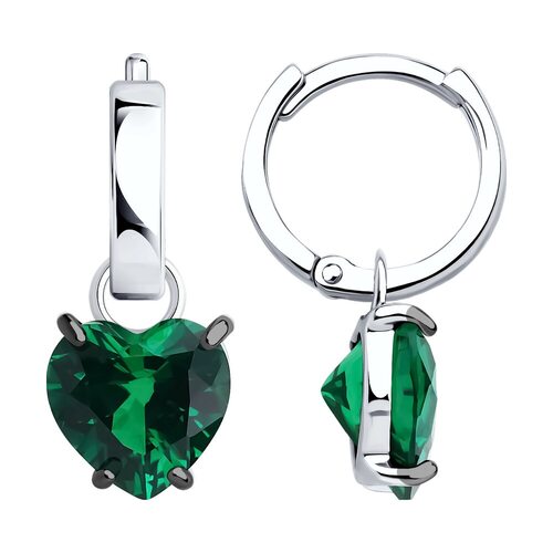 Серьги "Сердце" с фианитами из серебра 925 пробы