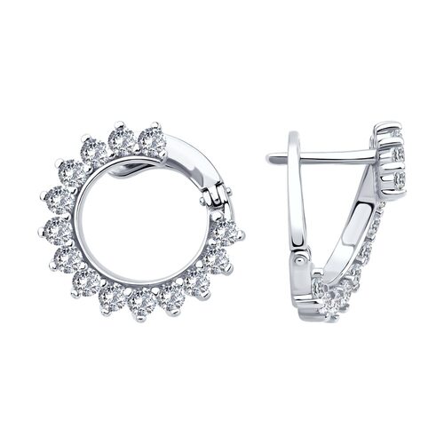 Серьги с фианитами из серебра 925 пробы