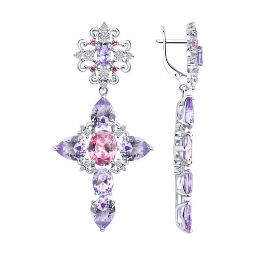 Серьги с фианитами из серебра 925 пробы