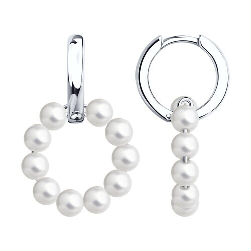 Серьги с жемчугом из серебра 925 пробы