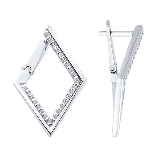 Серьги с фианитами из серебра 925 пробы