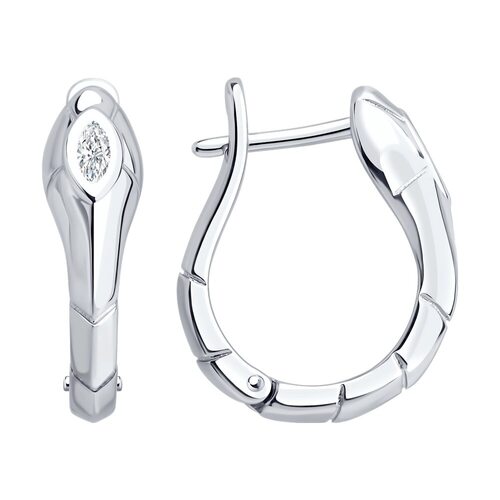 Серьги "Змеи" с фианитами из серебра 925 пробы