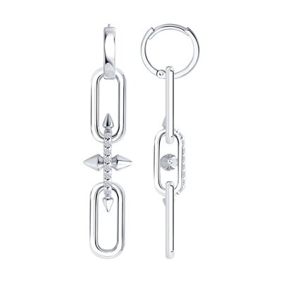 Серьги с фианитами из серебра 925 пробы