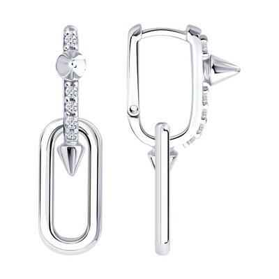 Серьги с фианитами из серебра 925 пробы