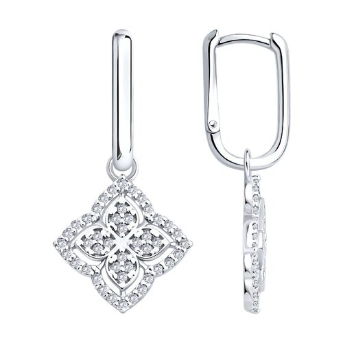 Серьги с фианитами из серебра 925 пробы