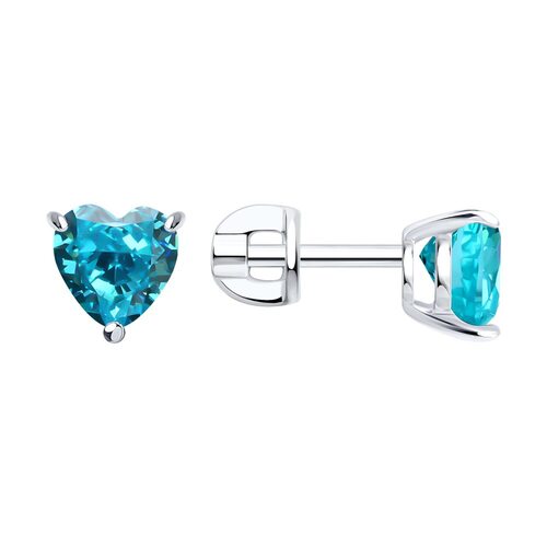 Серьги "Сердца" с фианитами из серебра 925 пробы