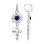 Серьги "Кресты" с жемчугом, корундом и фианитами из серебра 925 пробы