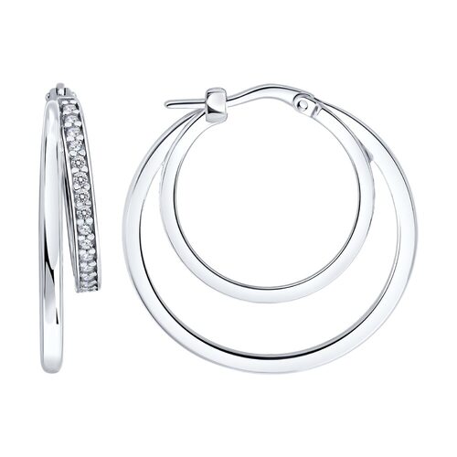 Серьги с фианитами из серебра 925 пробы