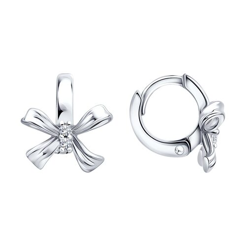Серьги "Бантики" с фианитами из серебра 925 пробы