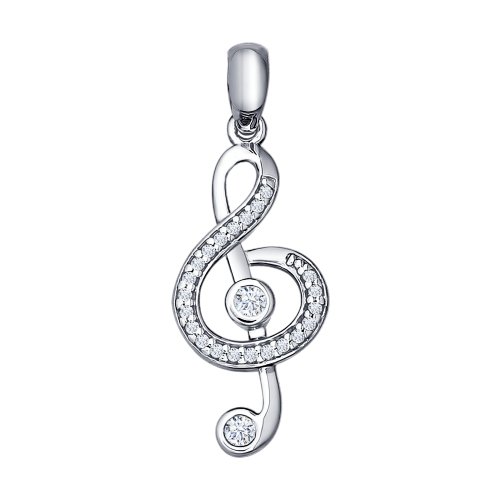 Подвеска "Скрипичный ключ" с фианитами из серебра 925 пробы