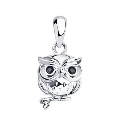Подвеска "Совы" с фианитами из серебра 925 пробы