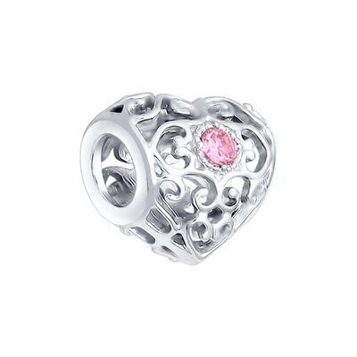 Подвеска "Сердце" с фианитами из серебра 925 пробы