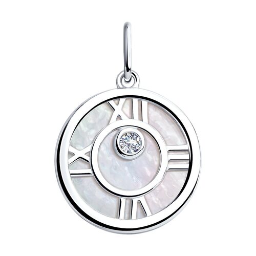 Подвеска с перламутром и фианитами из серебра 925 пробы