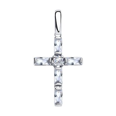 Декоративный крест с фианитами из серебра 925 пробы