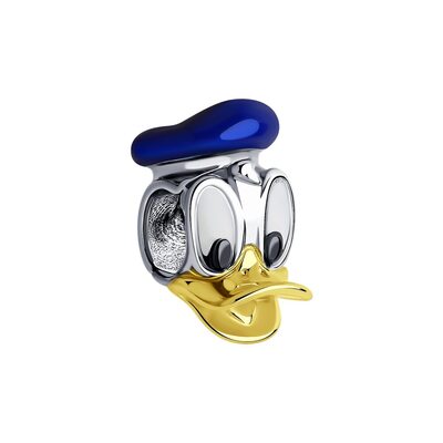 Подвеска "Дональд Дак" с эмалью из серебра 925 пробы с позолотой