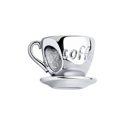 Подвеска "Чашка кофе" с эмалью из серебра 925 пробы