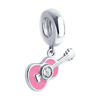 Подвеска "Гитара" с эмалью из серебра 925 пробы