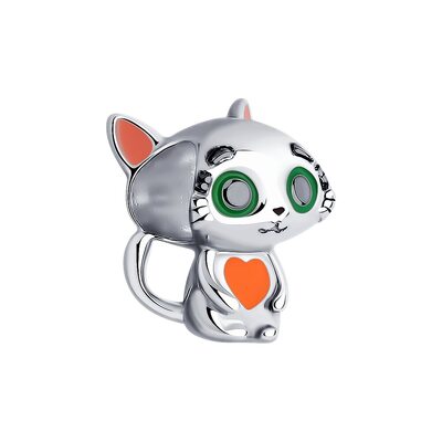 Подвеска "Котик" с эмалью из серебра 925 пробы