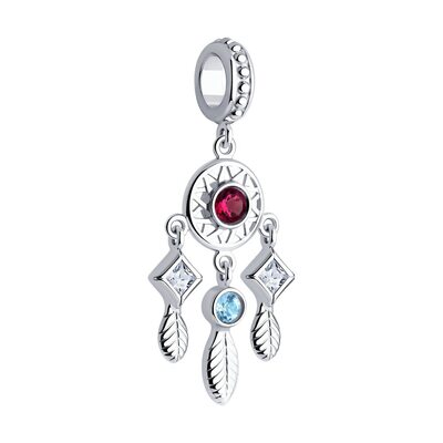 Подвеска с корундом и фианитами из серебра 925 пробы