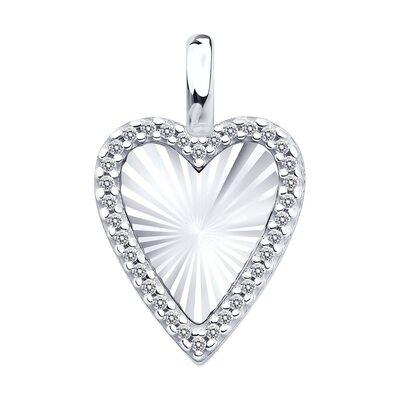 Подвеска "Сердце" с фианитами из серебра 925 пробы
