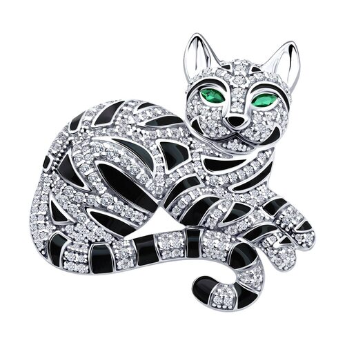 Брошь с фианитами из серебра 925 пробы