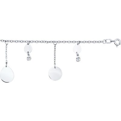 Браслет на ногу с фианитами из серебра 925 пробы