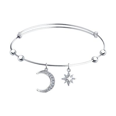 Браслет с фианитами из серебра 925 пробы