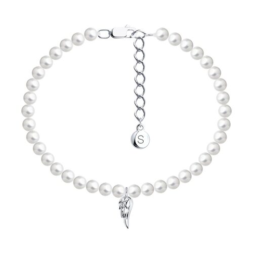 Браслет "Крыло" с жемчугом из серебра 925 пробы