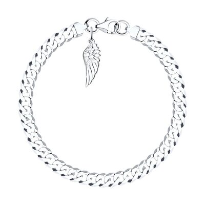 Браслет с крылом из серебра 925 пробы