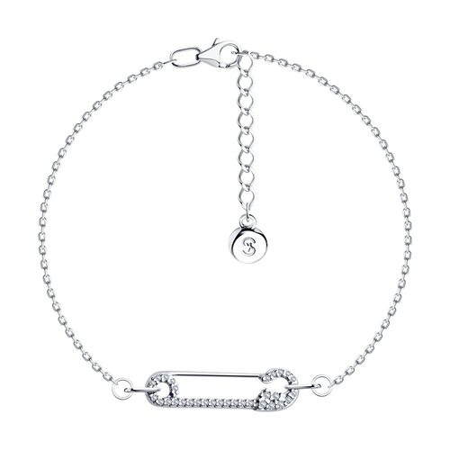 Браслет "Булавка" с фианитами из серебра 925 пробы