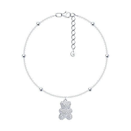 Браслет "Мишка" с фианитами из серебра 925 пробы