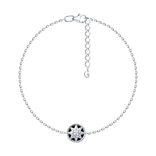 Браслет "Роза ветров" с фианитами из серебра 925 пробы