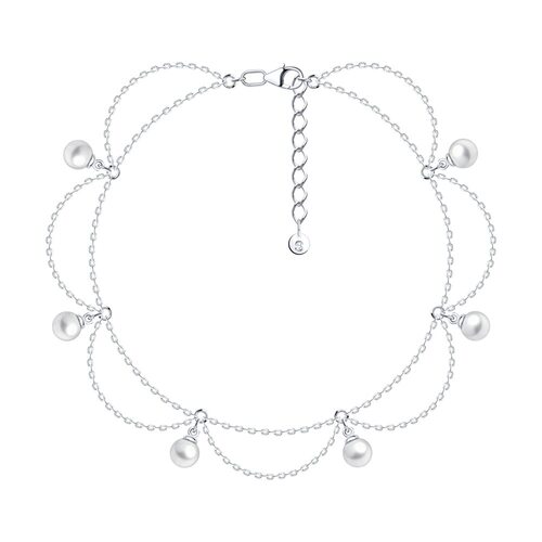 Браслет с жемчугом из серебра 925 пробы