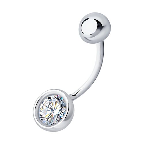 Пирсинг с фианитом из серебра 925 пробы