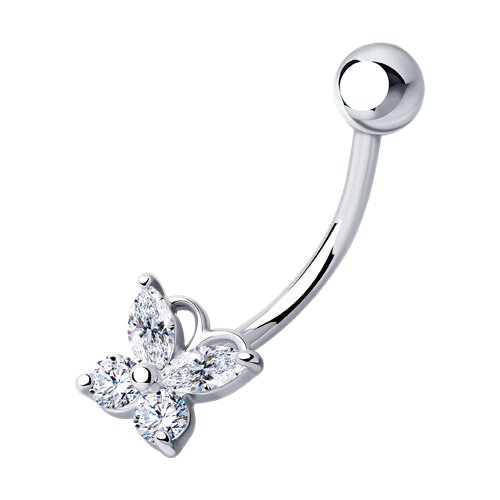 Пирсинг с фианитами из серебра 925 пробы