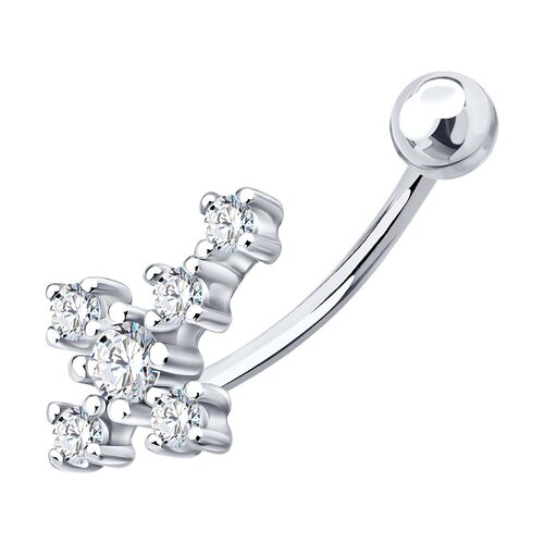 Пирсинг с фианитами из серебра 925 пробы