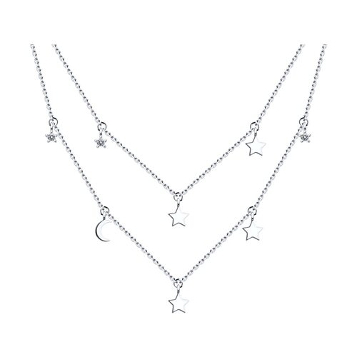Колье "Звезды и Луна" с фианитами из серебра 925 пробы