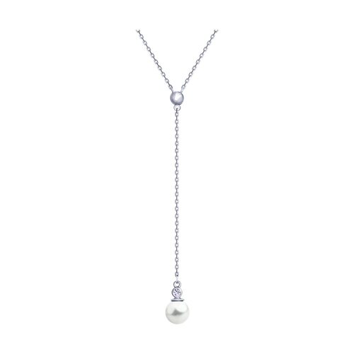 Колье с жемчугом и фианитом из серебра 925 пробы