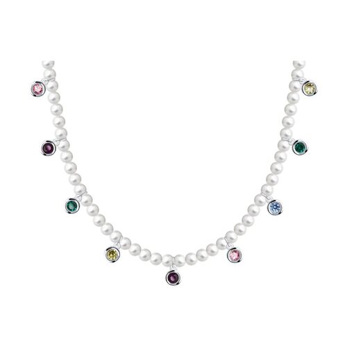Колье с жемчугом и фианитами из серебра 925 пробы