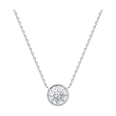 Колье "Роза ветров" с фианитами и эмалью из серебра 925 пробы