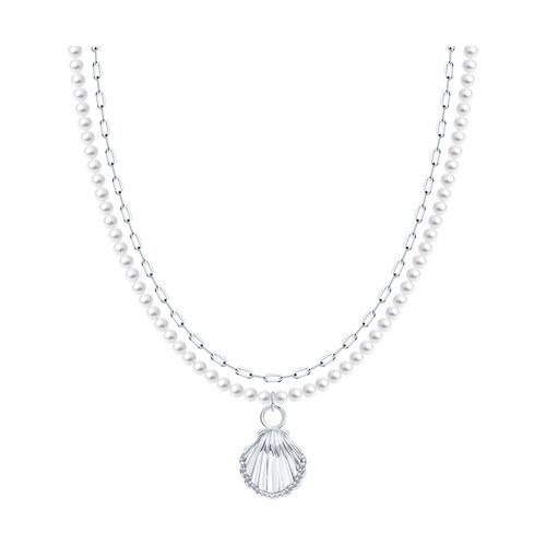 Колье "Ракушка" с жемчугом из серебра 925 пробы
