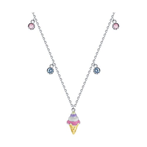 Колье с эмалью и фианитами из серебра 925 пробы