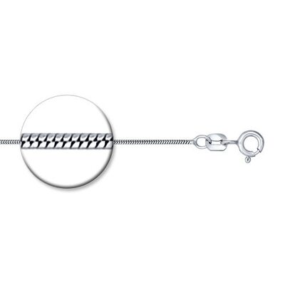 Цепь плетения "Снейк" из серебра 925 пробы 