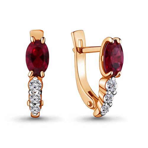 Серьги с рубинами и бриллиантами из золота 585 пробы