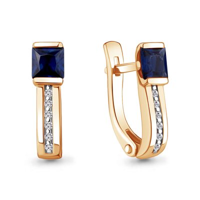 Серьги с бриллиантами и сапфирами из золота 585 пробы