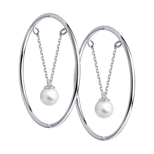 Серьги с жемчугом из серебра 925 пробы